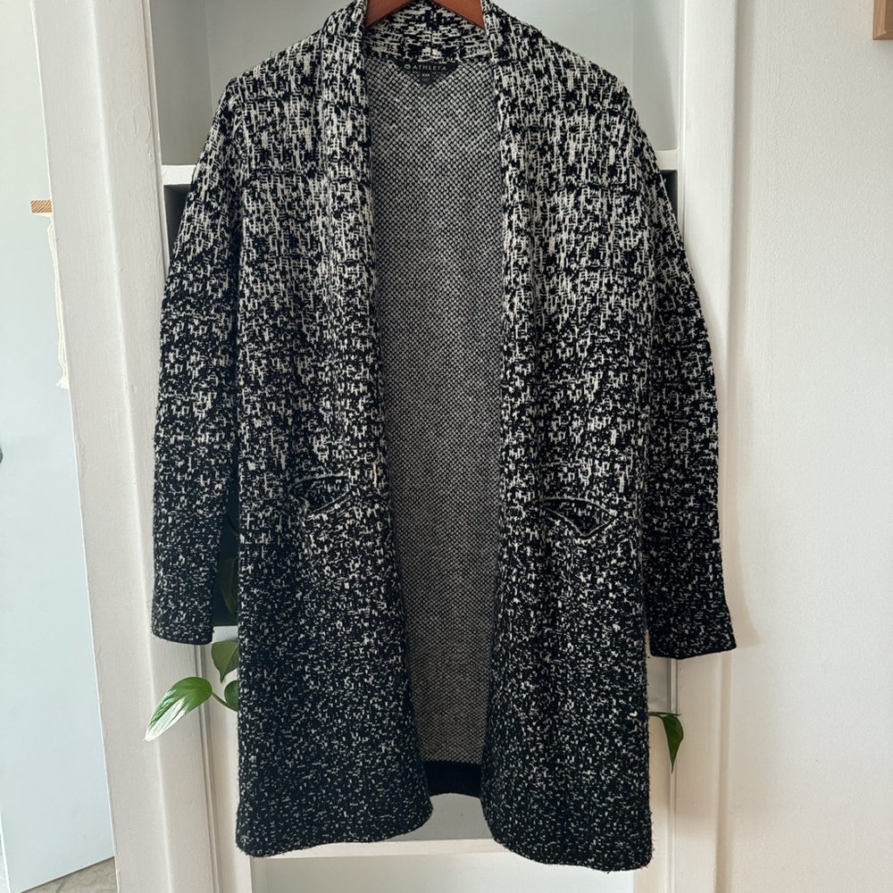 Athleta black and white speckled ombre duster cardigan
